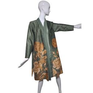 Soft Surroundings Khalia Faux Suede Womens size P Large Floral Kimono‎ Cardigan